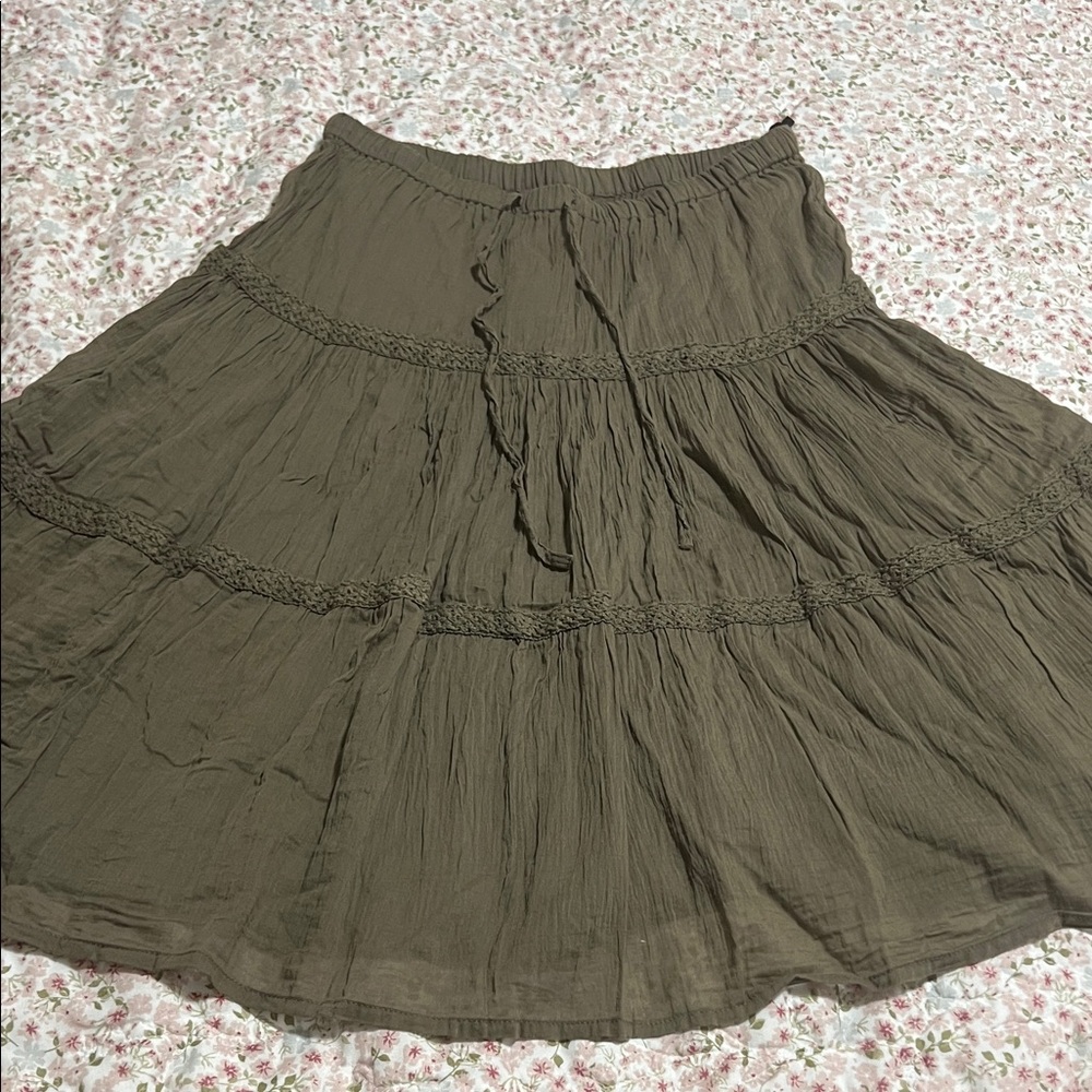 Olive Green Women's Cotton Skirt